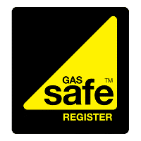 Yellow Gas Safe Register logo on a black background.