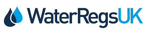 WaterRegsUK logo with two water droplet icons on the left and the text 